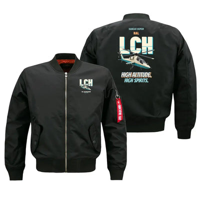HAL LCH Prachand - High altitude. High spirits. design on black bomber jacket