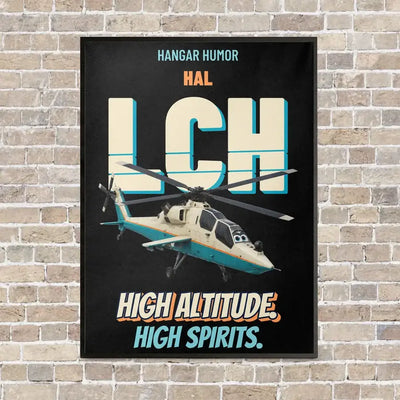 HAL LCH Prachand - High altitude. High spirits. vertical canvas print - framed - black background