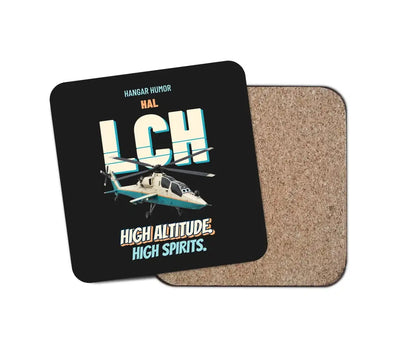 HAL LCH Prachand - High altitude. High spirits. design on black 1 piece coaster