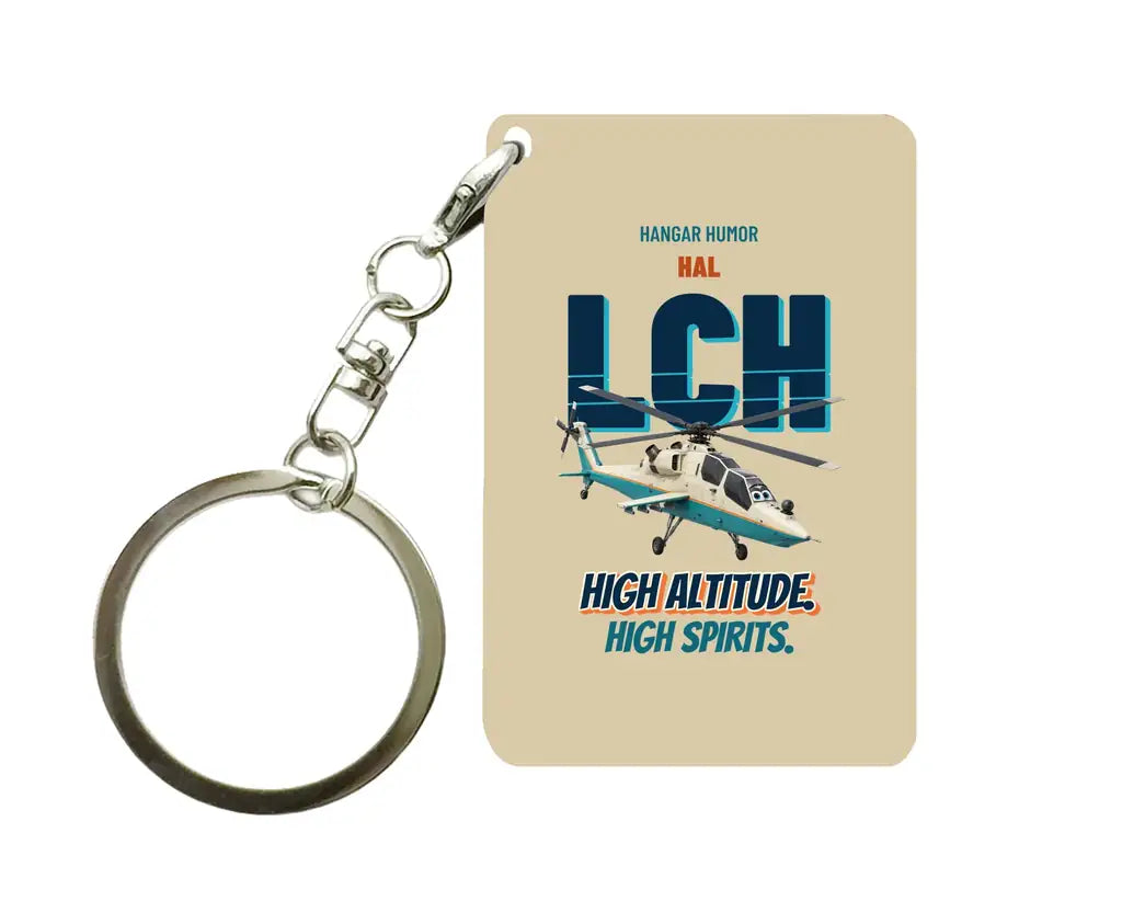 HAL LCH Prachand - High altitude. High spirits. design on beige key chain