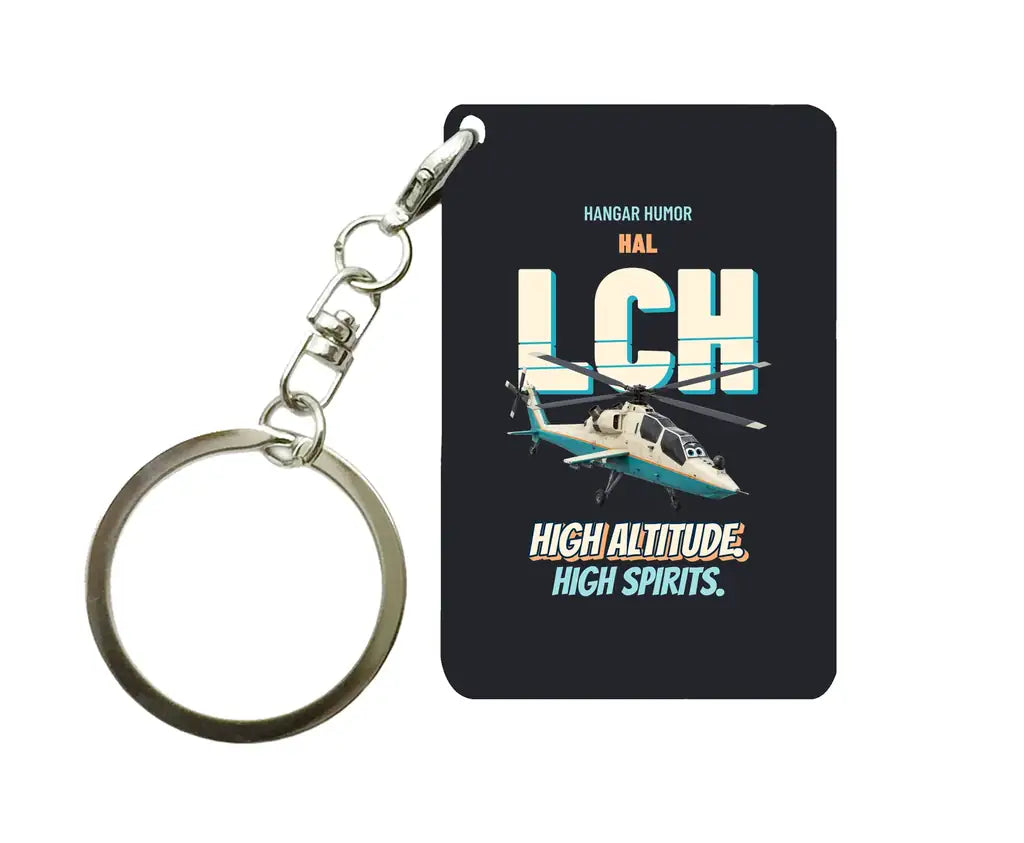 HAL LCH Prachand - High altitude. High spirits. design on black key chain