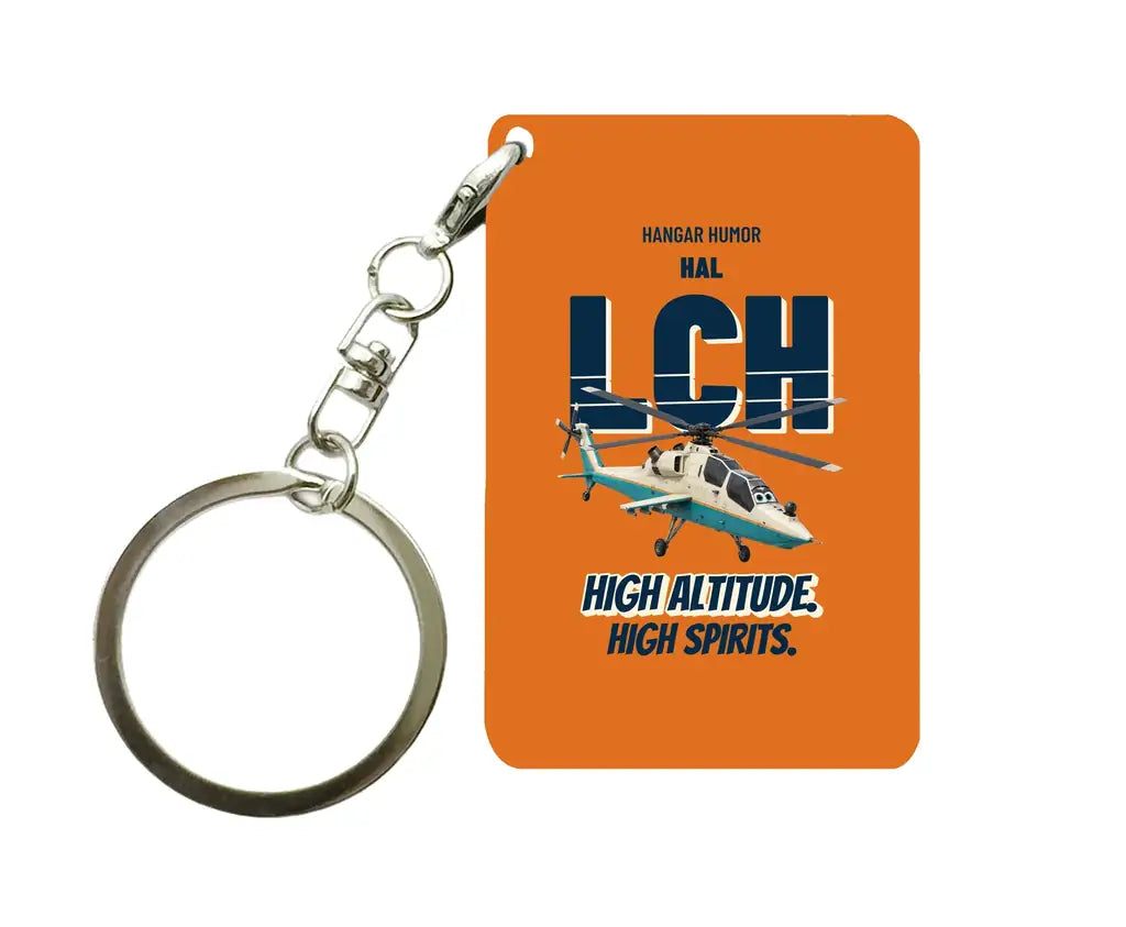 HAL LCH Prachand - High altitude. High spirits. design on orange key chain
