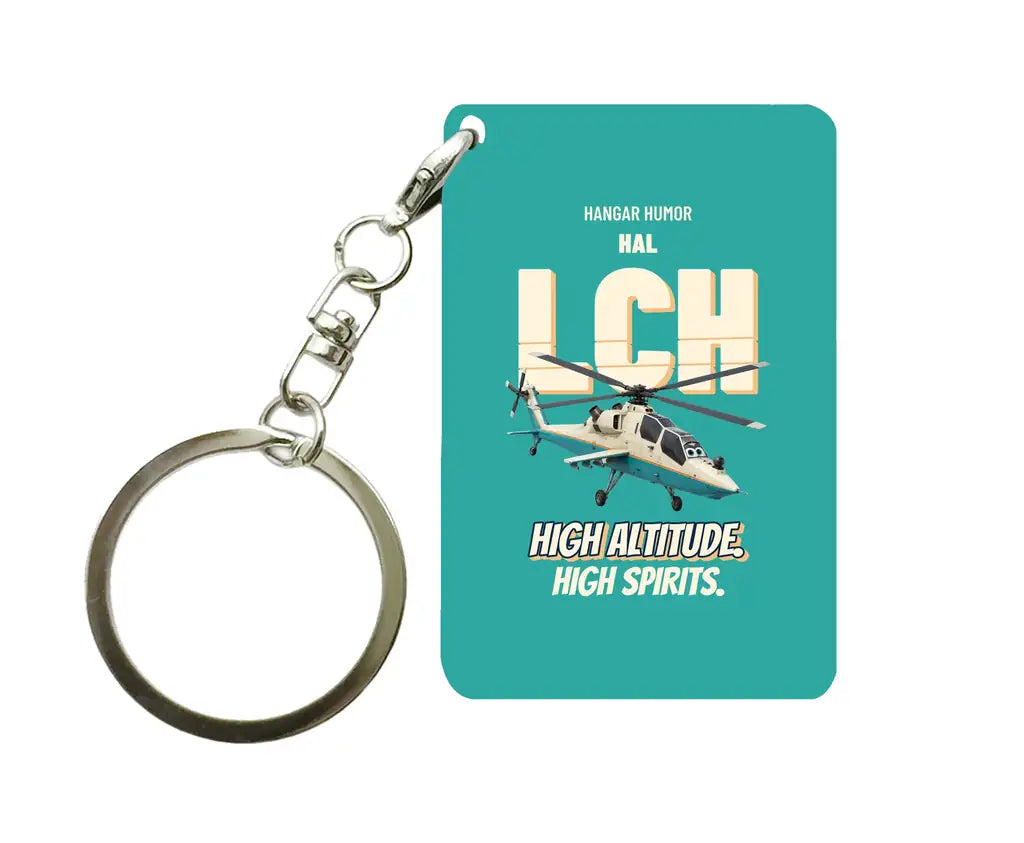 HAL LCH Prachand - High altitude. High spirits. design on turquoise key chain