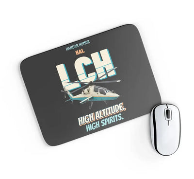 HAL LCH Prachand - High altitude. High spirits. design on black rectangle mouse pad