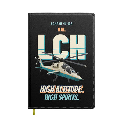 HAL LCH Prachand - High altitude. High spirits. design on black notebook