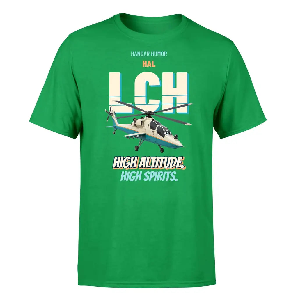 HAL LCH Prachand - High altitude. High spirits. - Premium T-Shirt design on green premium t shirt