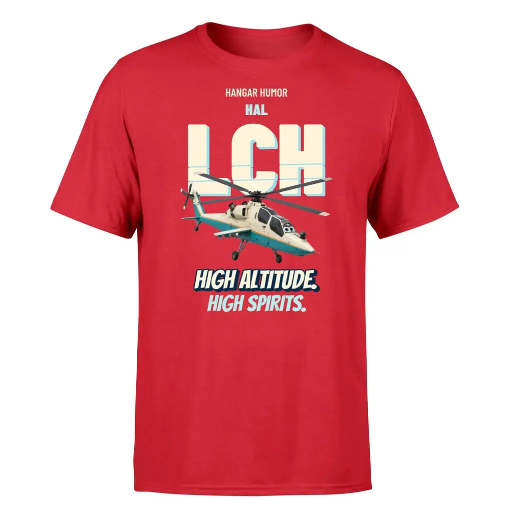 HAL LCH Prachand - High altitude. High spirits. - Premium T-Shirt design on red premium t shirt