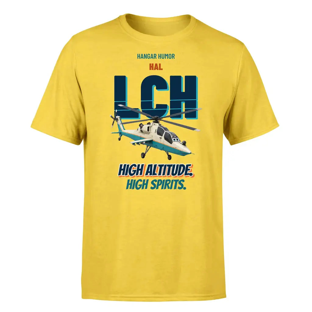 HAL LCH Prachand - High altitude. High spirits. - Premium T-Shirt design on yellow premium t shirt