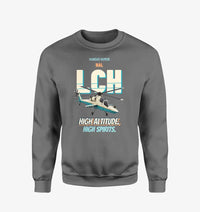 Thumbnail for HAL LCH Prachand - High altitude. High spirits. design on gray sweatshirt