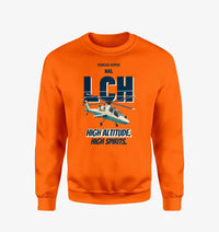Thumbnail for HAL LCH Prachand - High altitude. High spirits. design on orange sweatshirt