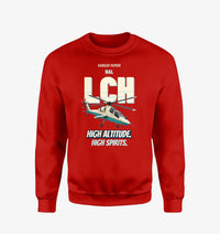 Thumbnail for HAL LCH Prachand - High altitude. High spirits. design on red sweatshirt