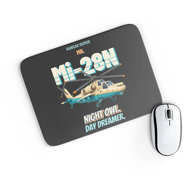 Mil Mi-28N Night Hunter - Night owl. Day dreamer. design on black rectangle mouse pad