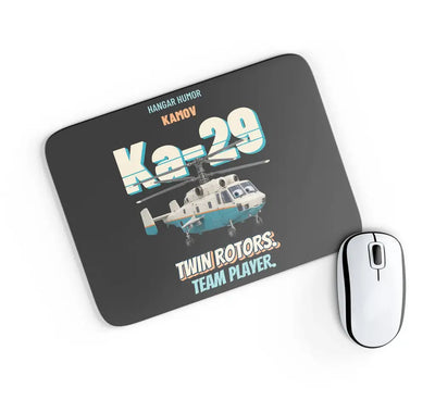 Kamov Ka-29 Helix B - Twin rotors. Team player. design on black rectangle mouse pad