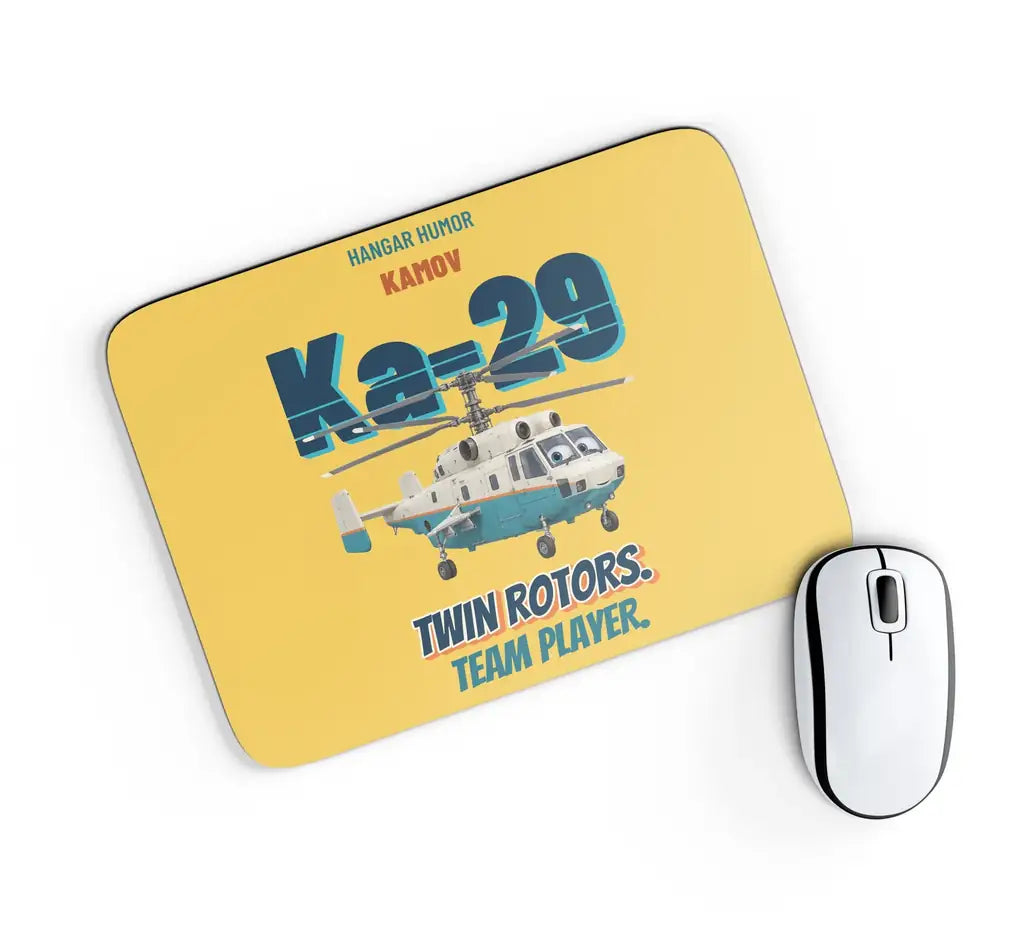 Kamov Ka-29 Helix B - Twin rotors. Team player. design on yellow rectangle mouse pad