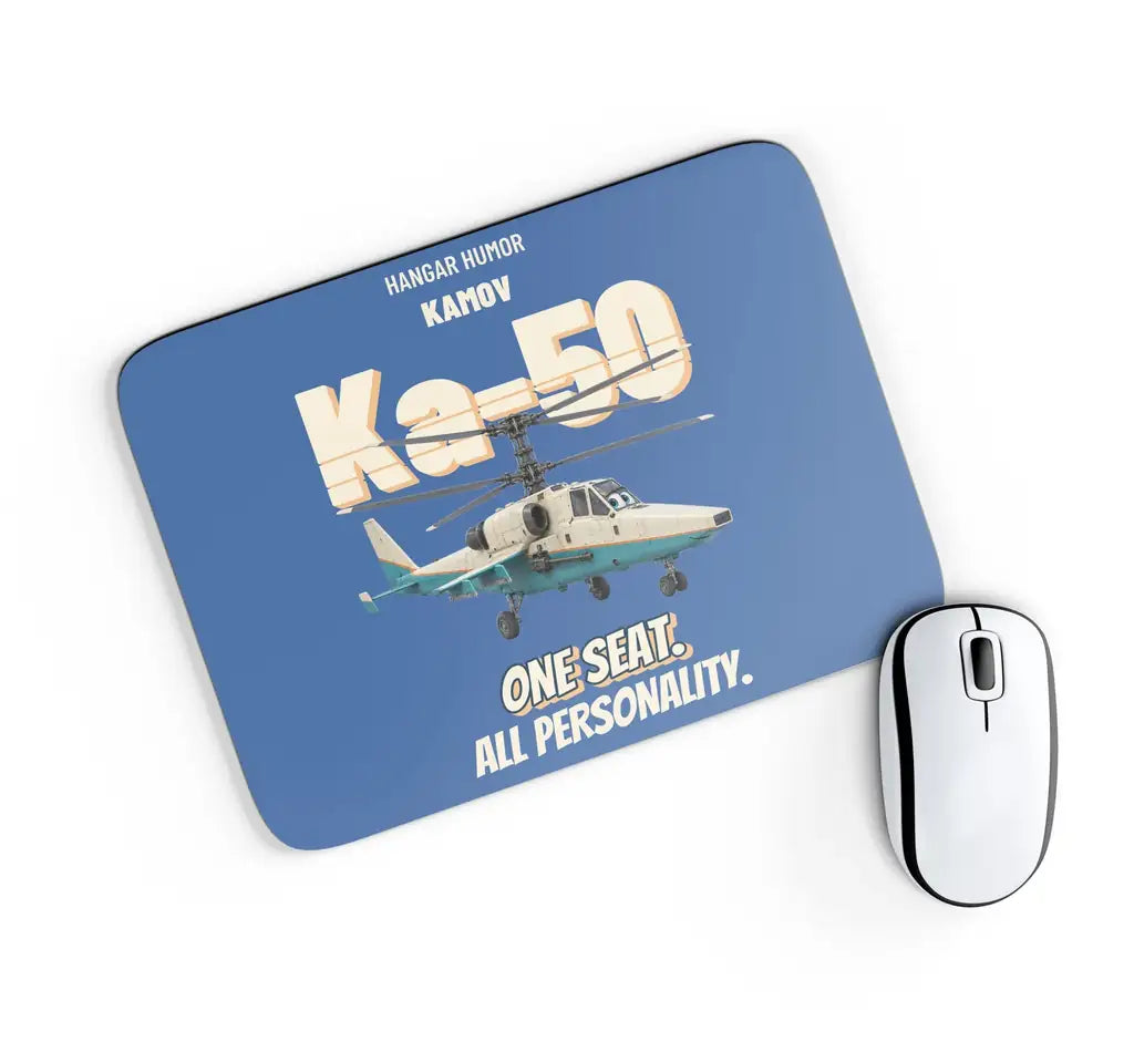 Kamov Ka-50 Black Shark - One seat. All personality. design on blue rectangle mouse pad