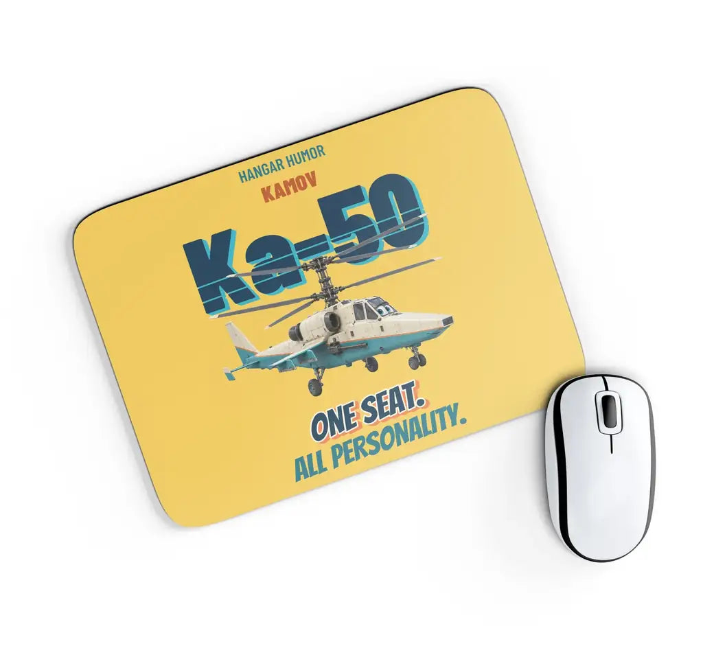Kamov Ka-50 Black Shark - One seat. All personality. design on yellow rectangle mouse pad