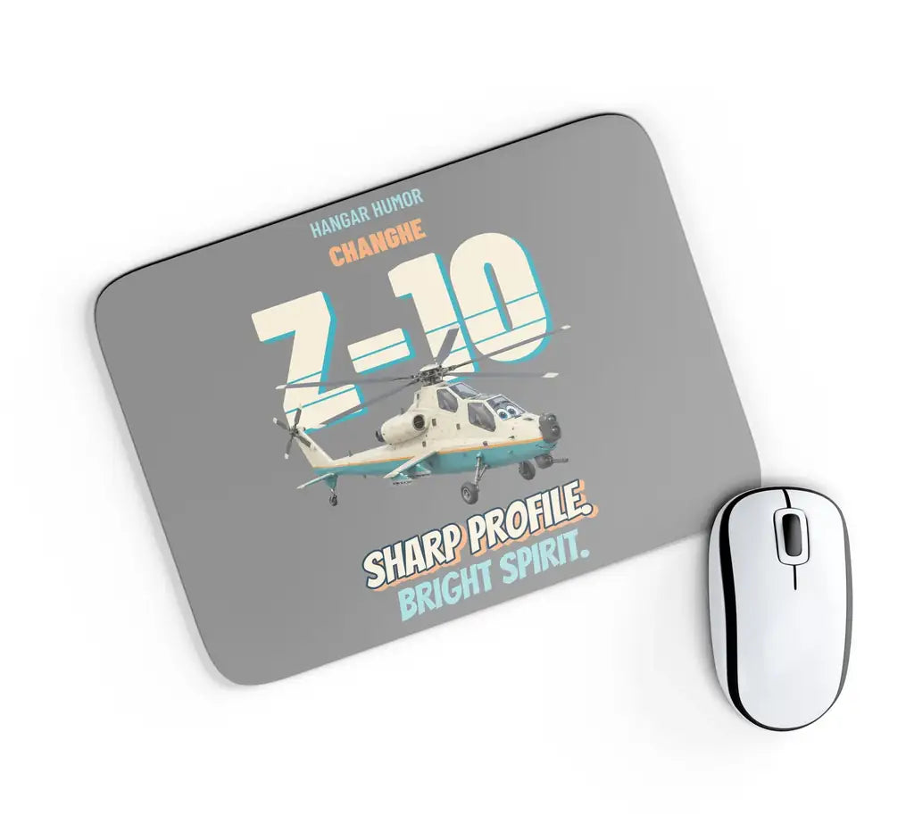 Changhe Z-10 Thunderbolt - Sharp profile. Bright spirit. design on gray rectangle mouse pad