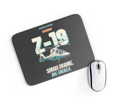Harbin Z-19 Black Whirlwind - Small frame. Big energy. design on black rectangle mouse pad