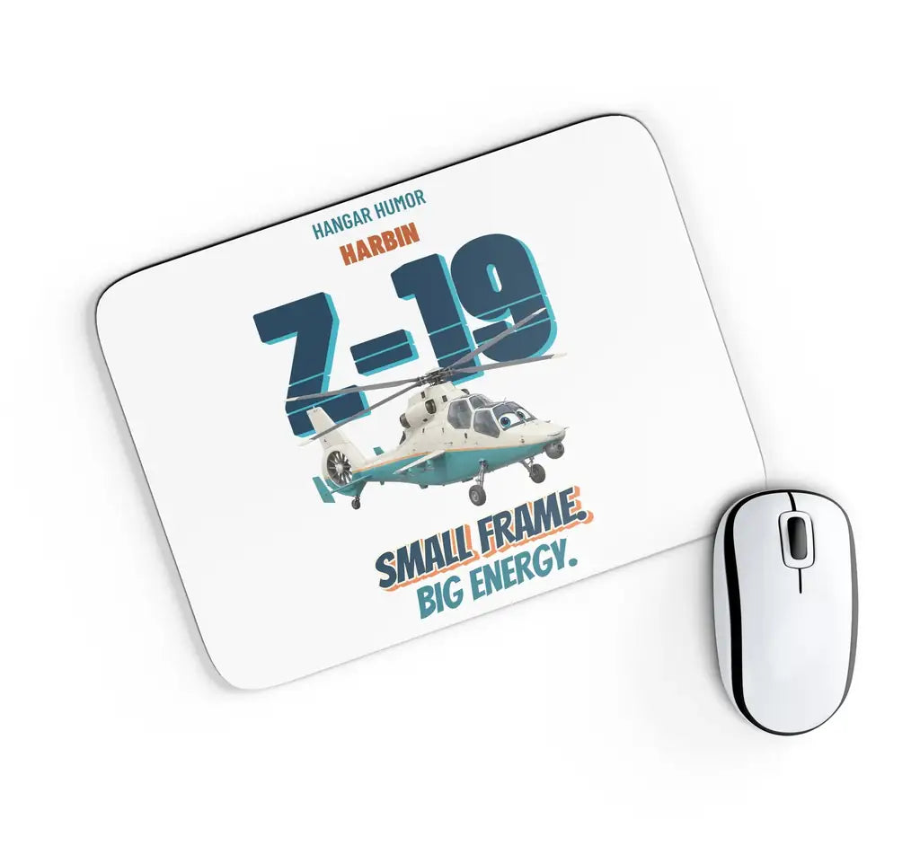Harbin Z-19 Black Whirlwind - Small frame. Big energy. design on white rectangle mouse pad