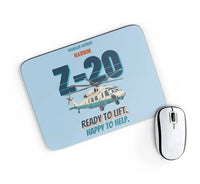 Thumbnail for Harbin Z-20 Military Utility - Ready to lift. Happy to help. design on light blue rectangle mouse pad
