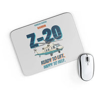 Thumbnail for Harbin Z-20 Military Utility - Ready to lift. Happy to help. design on light gray rectangle mouse pad