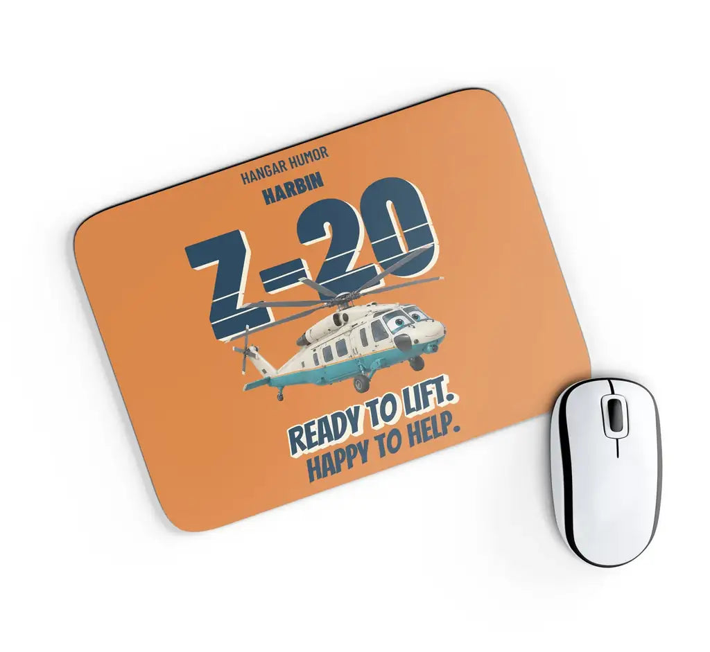Harbin Z-20 Military Utility - Ready to lift. Happy to help. design on orange rectangle mouse pad