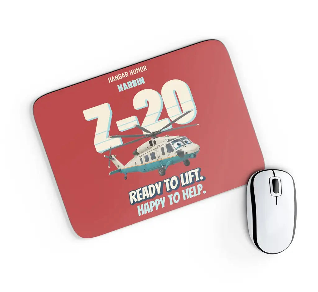 Harbin Z-20 Military Utility - Ready to lift. Happy to help. design on red rectangle mouse pad