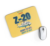 Thumbnail for Harbin Z-20 Military Utility - Ready to lift. Happy to help. design on yellow rectangle mouse pad