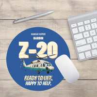 Thumbnail for Harbin Z-20 Military Utility - Ready to lift. Happy to help. design on blue round mouse pad