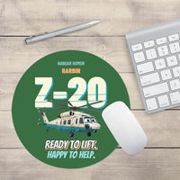 Thumbnail for Harbin Z-20 Military Utility - Ready to lift. Happy to help. design on green round mouse pad