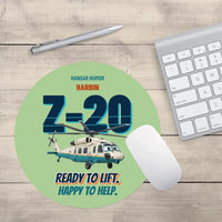 Thumbnail for Harbin Z-20 Military Utility - Ready to lift. Happy to help. design on light green round mouse pad
