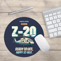 Thumbnail for Harbin Z-20 Military Utility - Ready to lift. Happy to help. design on navy blue round mouse pad