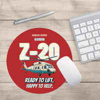 Thumbnail for Harbin Z-20 Military Utility - Ready to lift. Happy to help. design on red round mouse pad