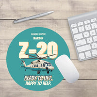 Thumbnail for Harbin Z-20 Military Utility - Ready to lift. Happy to help. design on turquoise round mouse pad