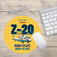 Thumbnail for Harbin Z-20 Military Utility - Ready to lift. Happy to help. design on yellow round mouse pad