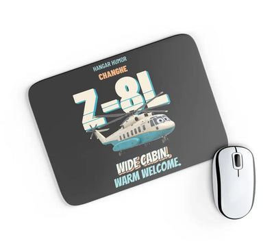 Changhe Z-8L Widebody Transport - Wide cabin. Warm welcome. design on black rectangle mouse pad