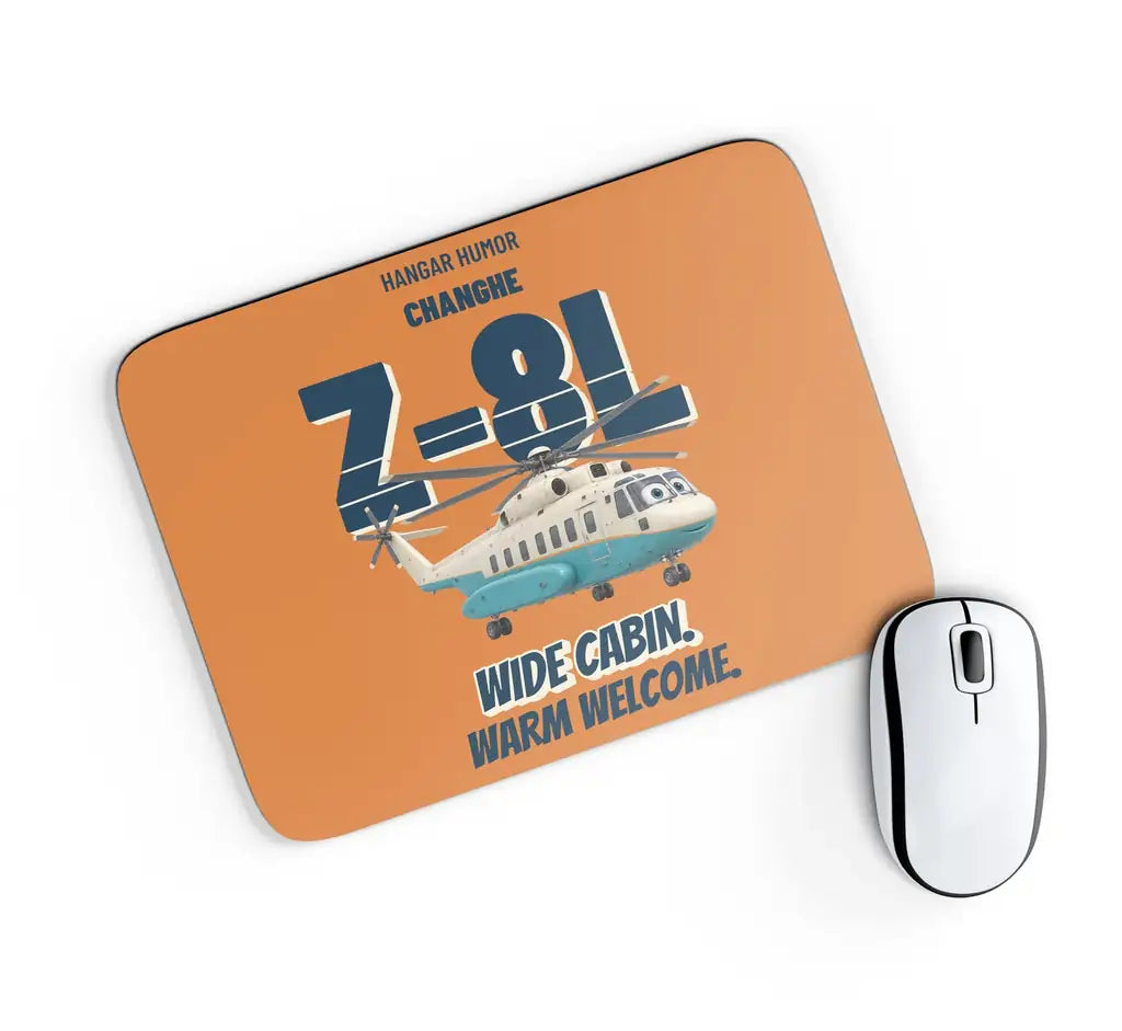 Changhe Z-8L Widebody Transport - Wide cabin. Warm welcome. design on orange rectangle mouse pad