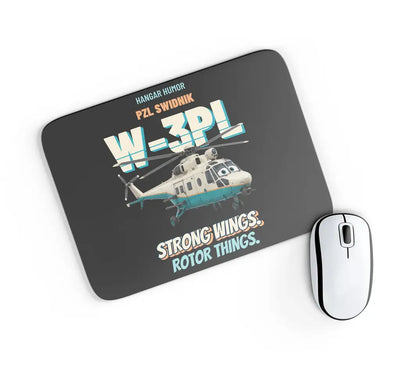 PZL Swidnik W-3PL Gluszec - Strong wings. Rotor things. design on black rectangle mouse pad