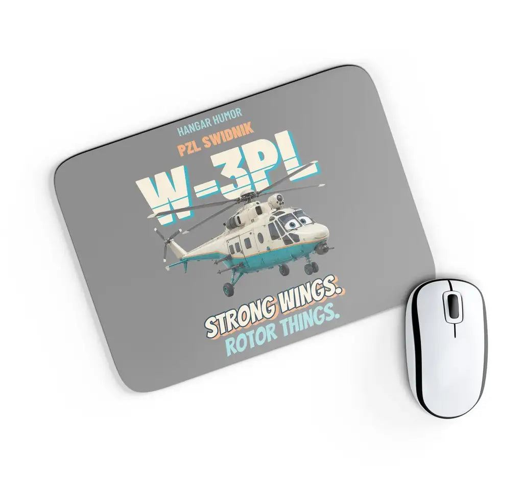 PZL Swidnik W-3PL Gluszec - Strong wings. Rotor things. design on gray rectangle mouse pad