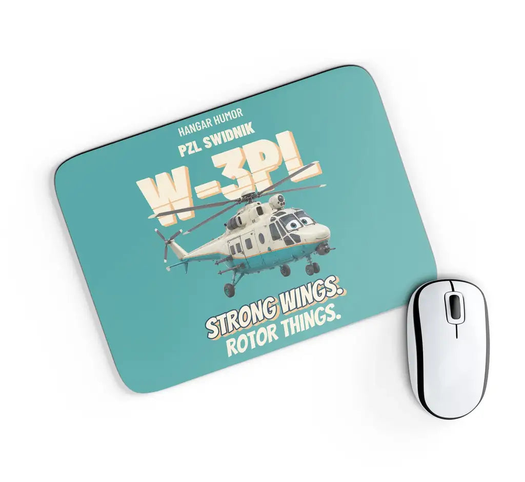 PZL Swidnik W-3PL Gluszec - Strong wings. Rotor things. design on turquoise rectangle mouse pad