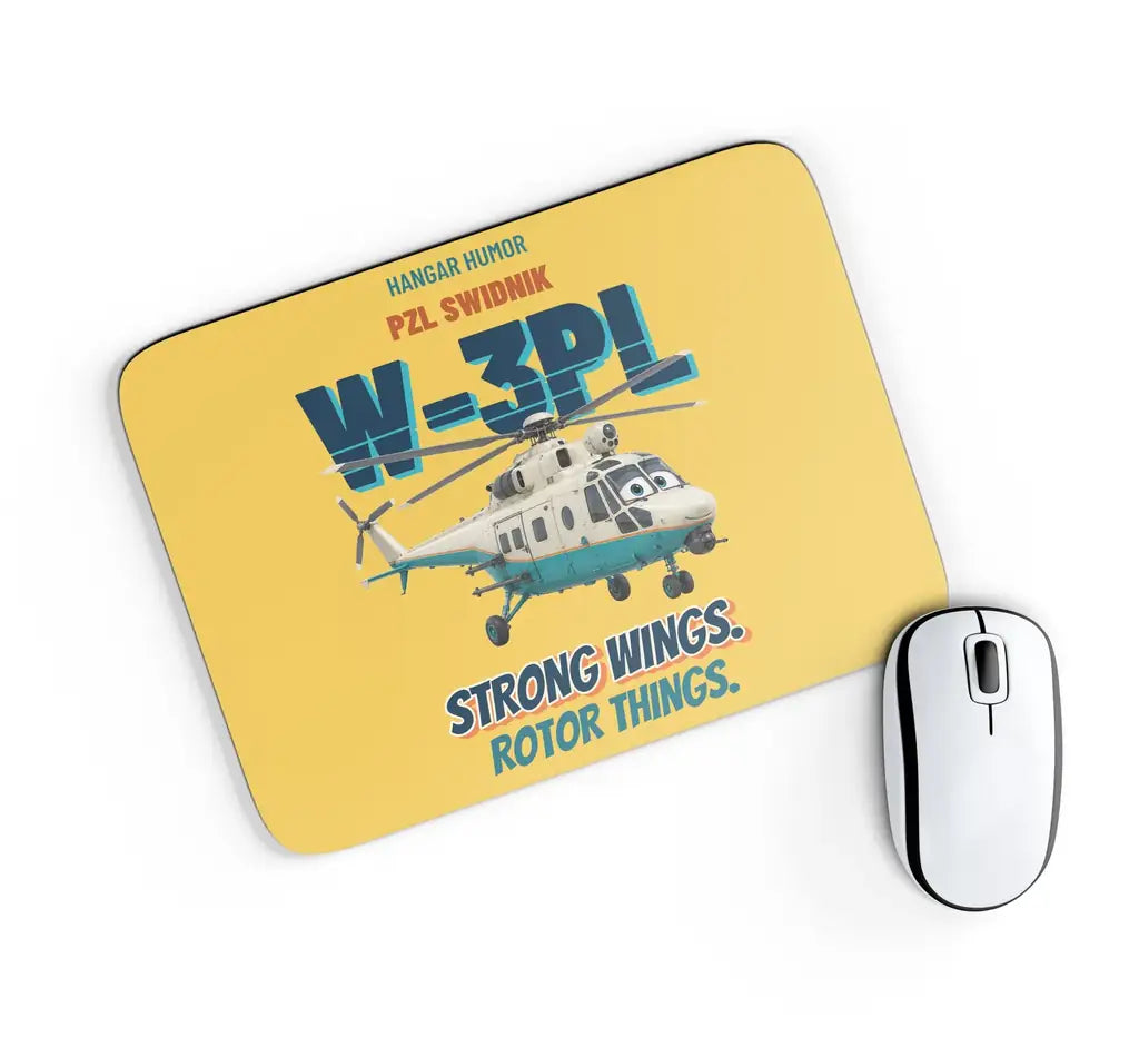 PZL Swidnik W-3PL Gluszec - Strong wings. Rotor things. design on yellow rectangle mouse pad