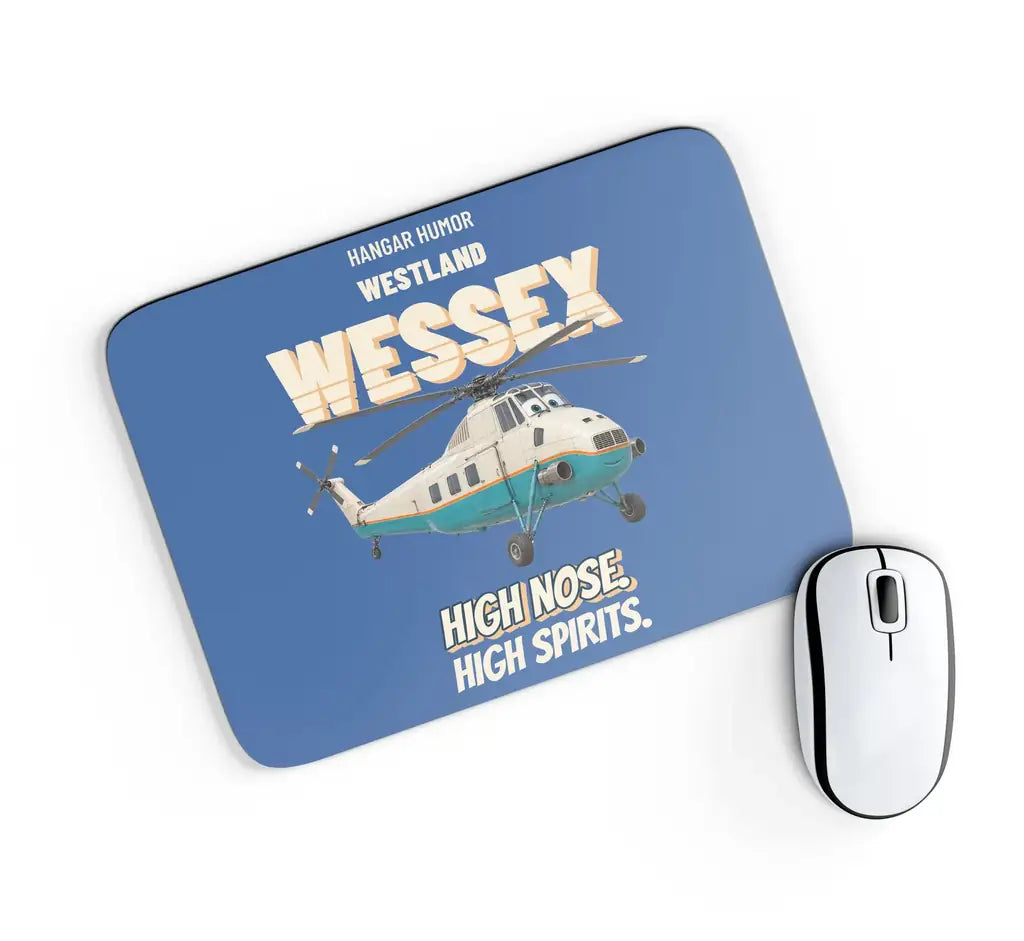 Westland WESSEX HU.5 - High nose. High spirits. design on blue rectangle mouse pad