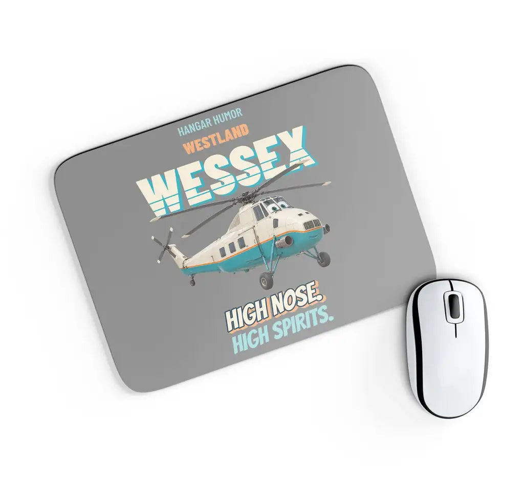 Westland WESSEX HU.5 - High nose. High spirits. design on gray rectangle mouse pad