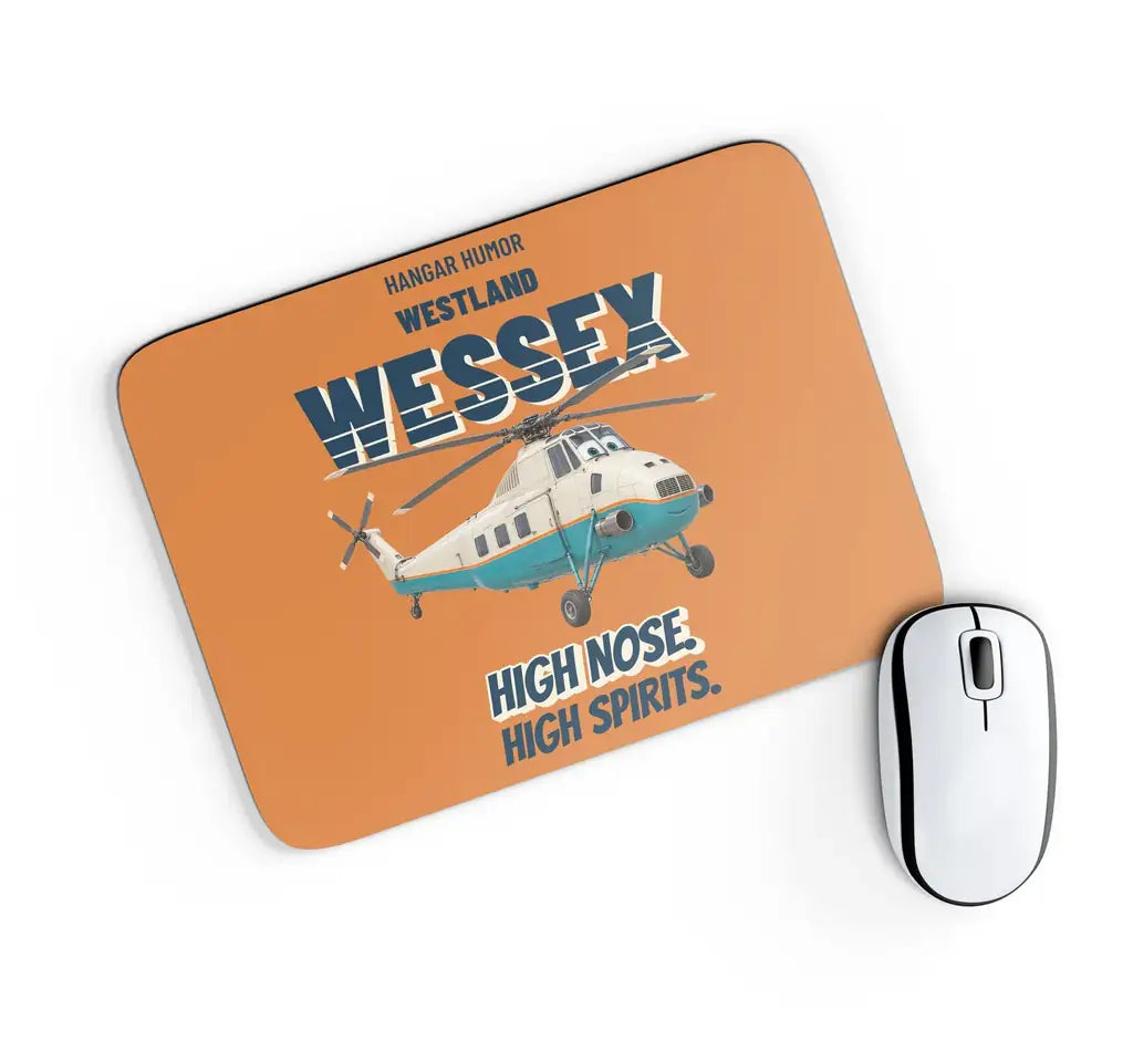Westland WESSEX HU.5 - High nose. High spirits. design on orange rectangle mouse pad