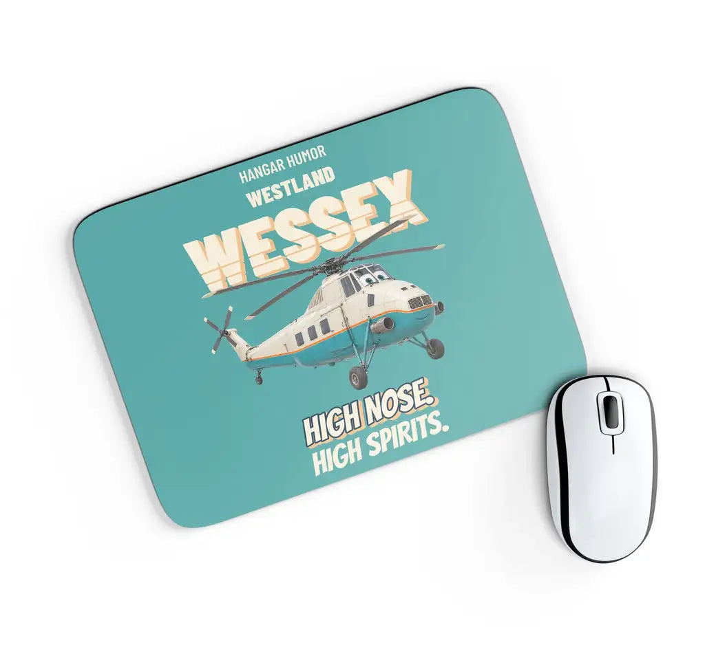 Westland WESSEX HU.5 - High nose. High spirits. design on turquoise rectangle mouse pad