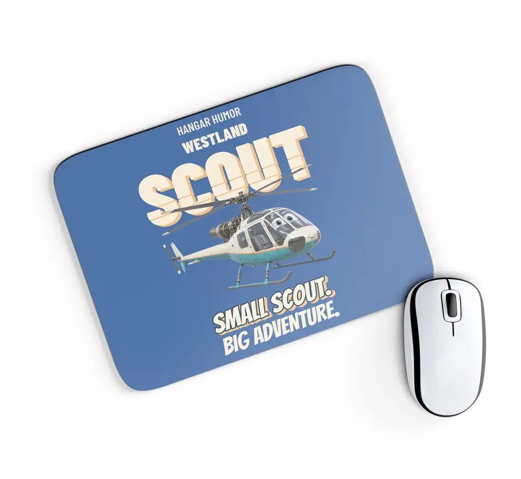 Westland SCOUT AH.1 - Small scout. Big adventure. design on blue rectangle mouse pad