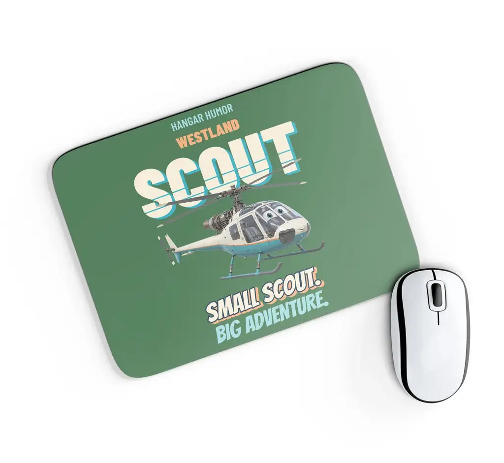 Westland SCOUT AH.1 - Small scout. Big adventure. design on green rectangle mouse pad