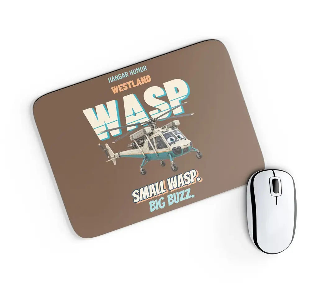 Westland WASP HAS.1 - Small wasp. Big buzz. design on brown rectangle mouse pad