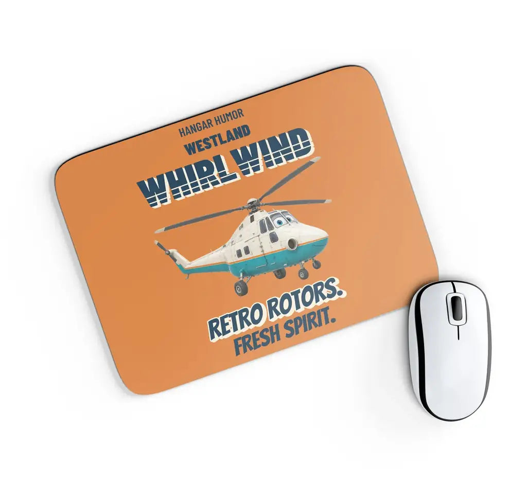 Westland WHIRLWIND HAR.10 - Retro rotors. Fresh spirit. design on orange rectangle mouse pad
