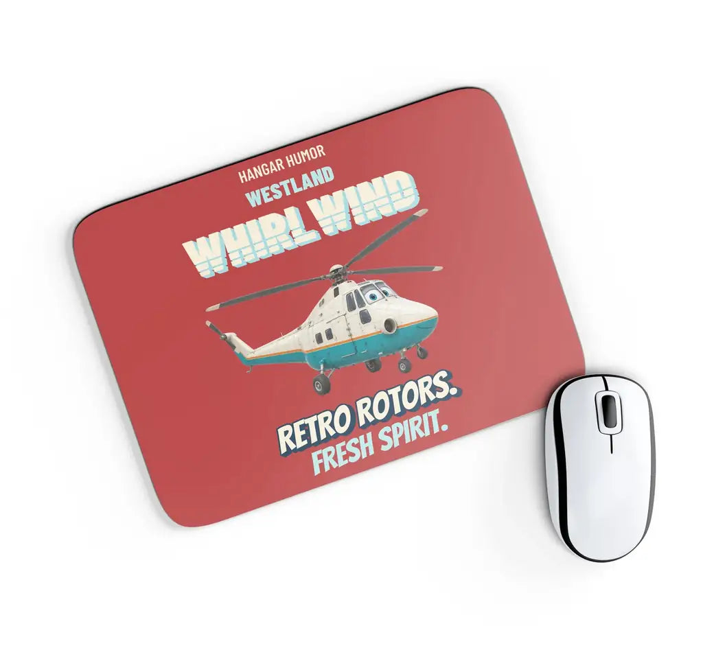 Westland WHIRLWIND HAR.10 - Retro rotors. Fresh spirit. design on red rectangle mouse pad